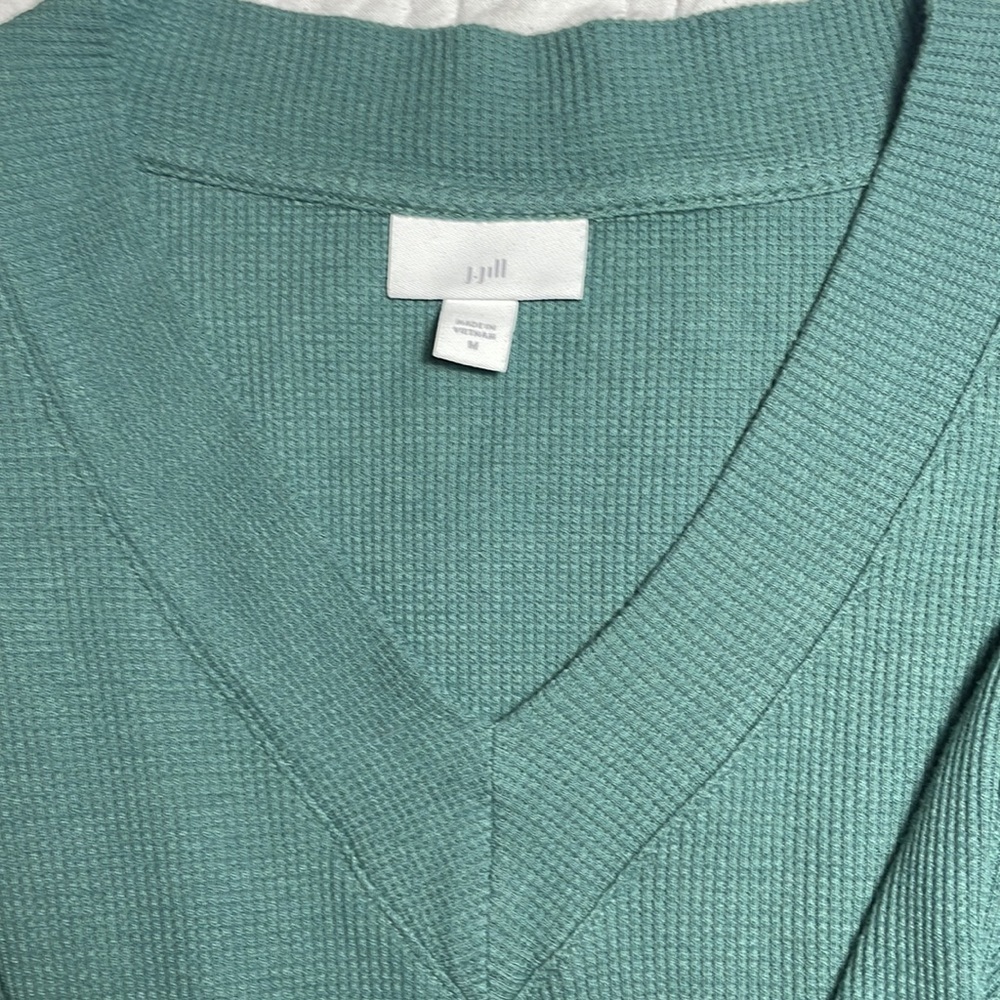 J Jill Waffle Knit High Low Lightweight Longsleeve V Neck Tunic Flowy M - Picture 6 of 10